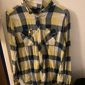 Blue yellow & white flannel
